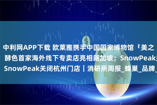 中利网APP下载 欧莱雅携手中国国家博物馆「美之道·循径至美」项目启幕；酵色首家海外线下专卖店亮相新加坡；SnowPeak关闭杭州门店｜消研所周报_蜂巢_品牌_HiveCOL